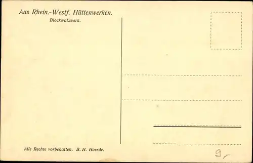 Ak Rheinisch-Westfälische Hüttenwerke, Blockwalzwerk