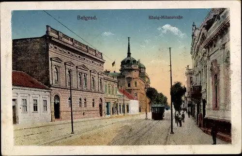 Ak Belgrad Beograd Serbien, König-Milanstraße