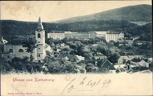Ak Wien 23 Liesing Kalksburg, Totalansicht, Kirche