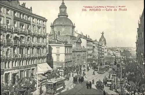 Ak Madrid Spanien, Calle de Alcala