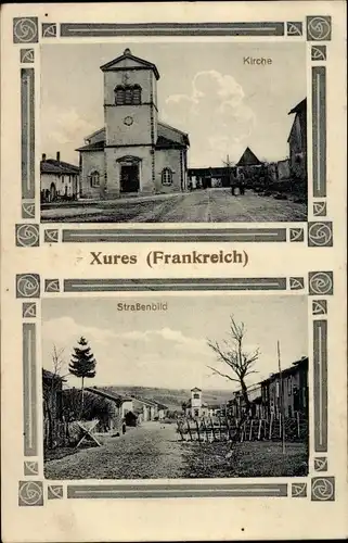 Ak Xures Meurthe et Moselle, Kirche, Straßenbild