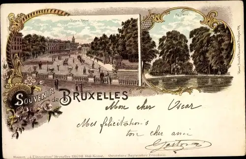 Litho Bruxelles Brüssel, Palais Royal, le Parc