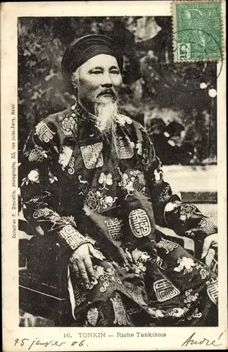 Ak Hanoi Tonkin Vietnam, Riche Tonkinois, Portrait