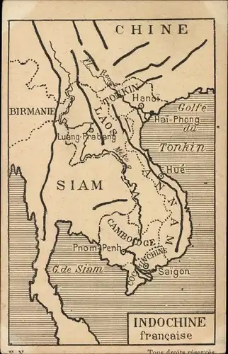 Landkarten Ak Vietnam, Siam, Tonkin, Saigon, Hanoi, Birmanie, Chine