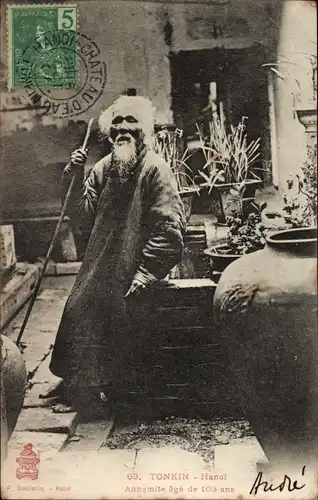 Ak Hanoi Tonkin Vietnam, Annamite age de 103 ans