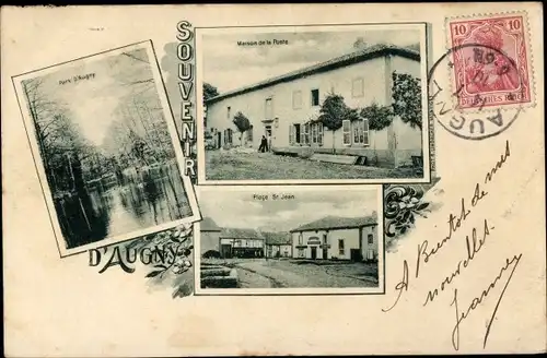 Ak Augny Lothringen Moselle, Park, Maison de la Poste, Place St. Jean