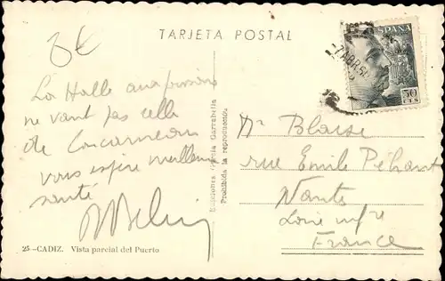 Ak Cádiz Andalusien, Vista parcial del Puerto