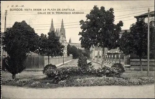 Ak Burgos Kastilien und León, Vista desde la Plaza de Castilla