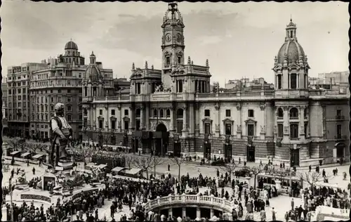 Ak Valencia Stadt Spanien, Plaza del Caudillo Dia de Fallas