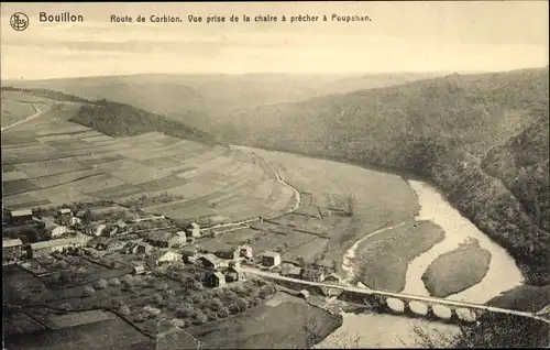 Ak Corbion Bouillon Wallonien Luxemburg, Vue prise de la chaire à prêcher à Poupehan