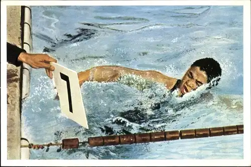 Sammelbild Olympia 1936 Serie 22 Bild 5, Schwimmer Noburo Terada Japan, Franck Kaffee