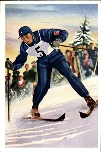 Sammelbild Olympia 1936, Skifahrer Franz Pfnür, Mühlen Franck Kaffeezusatz