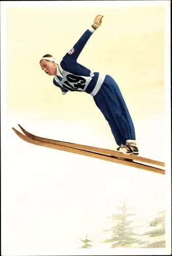 Sammelbild Olympia 1936, Skispringer Birger Ruud, Mühlen Franck Kaffeezusatz