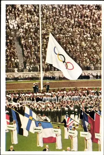 Sammelbild Olympia 1936, Das Olympische Banner steigt, Mühlen Franck Kaffeezusatz