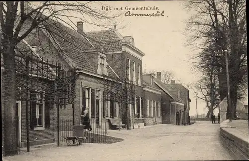 Ak Ammerstol Südholland, Dijk met Gemeentehuis