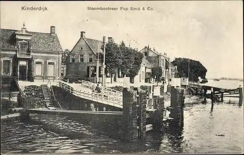 Ak Kinderdijk Molenwaard Südholland Niederlande, Stoombootveer Fop Smit & Co.