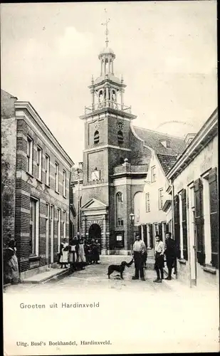 Ak Hardinxveld Südholland, Kirche, Anwohner, Hund