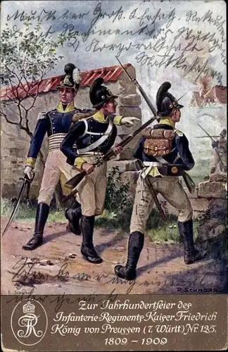 Künstler Ak Schnorr, Infanterie Regiment Kaiser Friedrich König v. Preußen 7. Württ. Nr. 125