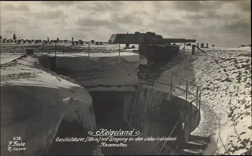 Ak Nordseeinsel Helgoland, Hochseefestung, Geschützturm Kaliber 38cm, Unterirdische Kasematten