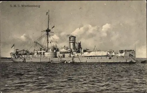 Ak Deutsches Kriegsschiff SMS Württemberg, Panzerschiff, Kaiserliche Marine