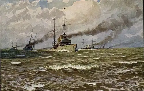 Künstler Ak Deutsches Kriegsschiff, SMS Königsberg, Kaiserliche Marine