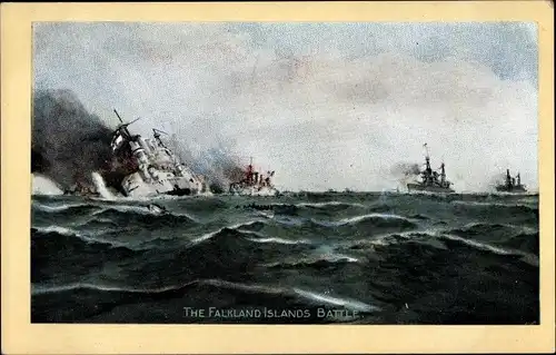 Ak Falkland Islands Battle, SMS Scharnhorst, Gneisenau, HMS Invincible, HMS Inflexible, 1914