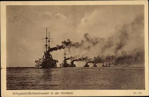 Ak Deutsche Kriegsschiffe, Geschwader in der Nordsee, Kaiserliche Marine