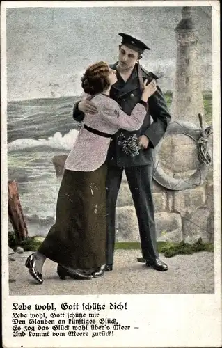 Ak Lebe wohl, Gott schütze dich, Deutscher Seemann, Soldatenliebe, Kaiserliche Marine