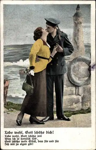 Ak Lebe wohl, Gott schütze dich, Deutscher Seemann, Soldatenliebe, Kaiserliche Marine