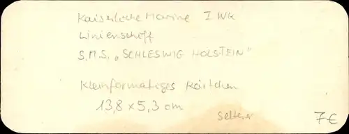 Ak Deutsches Kriegsschiff, SMS Schleswig Holstein, Linienschiff, Kaiserliche Marine