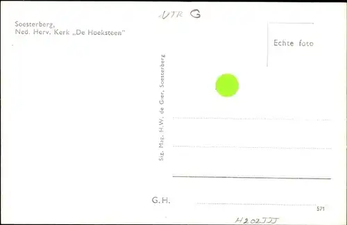 Ak Soesterberg Utrecht Niederlande, Ned. Herv. Kerk De Hoeksteen