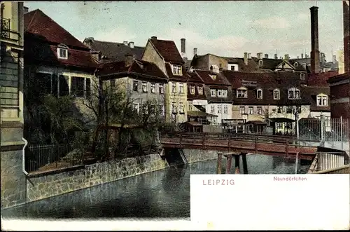 Ak Leipzig in Sachsen, Naundörfchen, Restaurants, Fußgängerbrücke