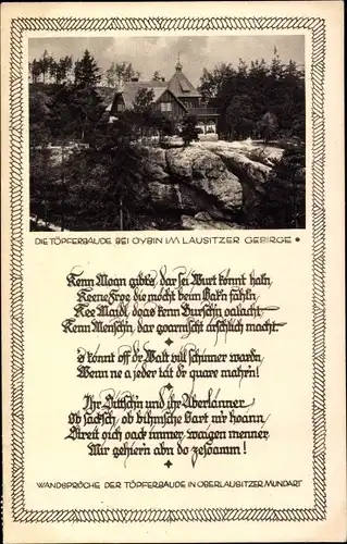 Ak Oybin, Blick auf die Töpferbaude, Lausitzer Gebirge