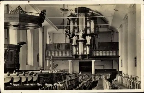 Ak Meppel Drenthe Niederlande, Interieur Ned. Herv. Kerk, Orgel, Kanzel