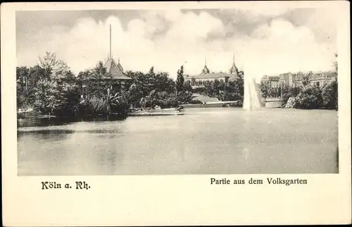 Ak Köln am Rhein, Partie aus dem Volksgarten, Springbrunnen