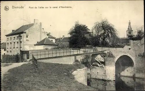 Ak Diksmuide Dixmude Westflandern, Laanbrug over de vaart van Handzame