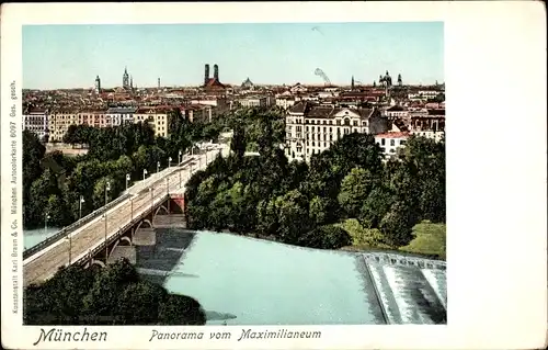 Ak München Bayern, Panorama vom Maximilianeum