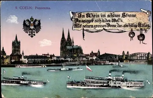 Ak Köln am Rhein, Dom, Brücke, Schiffe