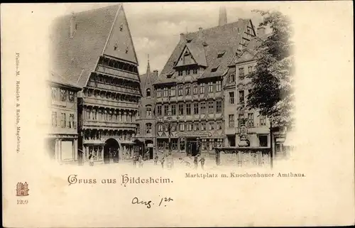 Ak Hildesheim in Niedersachsen, Marktplatz m. Knochenhauer Amthaus