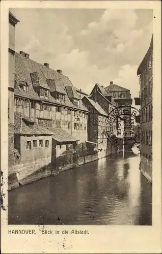 Ak Hannover in Niedersachsen, Blick in die Altstadt, Häuser am Wasser