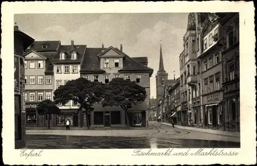 Ak Erfurt in Thüringen, Fischmarkt und Marktstraße