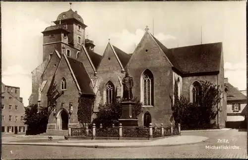 Ak Zeitz im Burgenlandkreis, Michaeliskirche, Kaiser Wilhelm Denkmal