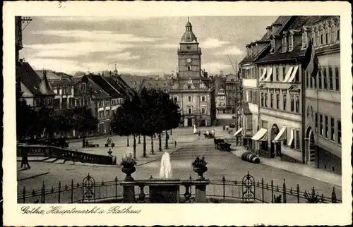 Ak Gotha in Thüringen, Hauptmarkt und Rathaus