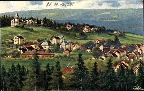 Künstler Ak Finsterbergen Friedrichroda im Thüringer Wald, Kurhaus Felsenstein, Panorama