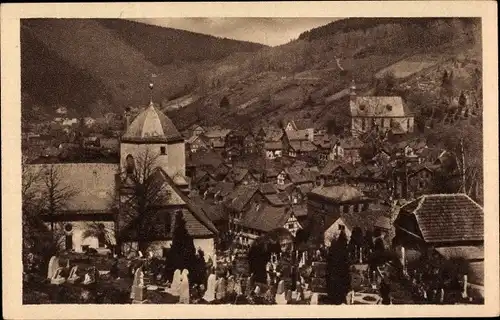 Ak Ruhla in Thüringen, Ortsmitte, Kirche, Friedhof