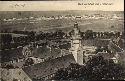 Ak Ohrdruf in Thüringen, Blick auf Schloss und Truppenlager