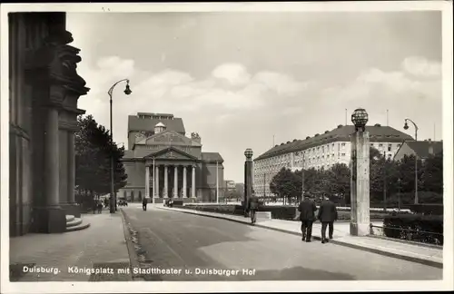 Ak Duisburg im Ruhrgebiet, Königsplatz mit Stadttheater u. Duisburger Hof