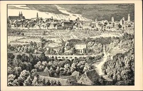 Künstler Ak Rothenburg ob der Tauber Mittelfranken, historische Ansicht