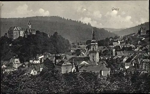 Ak Greiz im Vogtland, Blick über die Dächer