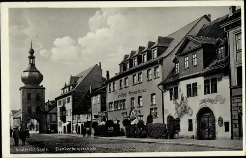 Ak Saalfeld an der Saale Thüringen, Blankenburger Straße, Gasthof Gambrinus